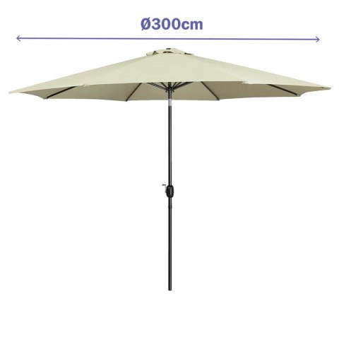 Marbueno Parasol Acero 8 Varillas D300 cm Poliester Beige Jardín, Piscina 10486