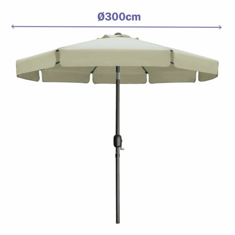 Marbueno Parasol Acero 8 Varillas D300 cm Poliester Beżowy Ogród, Basen 10490