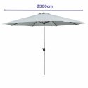 Marbueno Parasol Acero 8 Varillas D300 cm Poliester Blanco Jardín, Piscina 10487