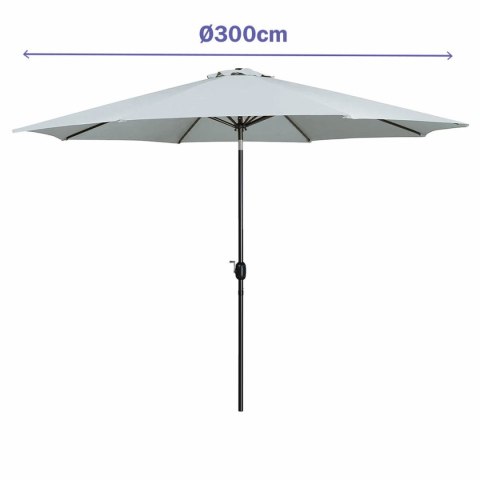 Marbueno Parasol Acero 8 Varillas D300 cm Poliester Blanco Jardín, Piscina 10487