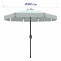 Marbueno Parasol Acero 8 Varillas D300 cm Poliester Blanco Jardin, Piscina 10491