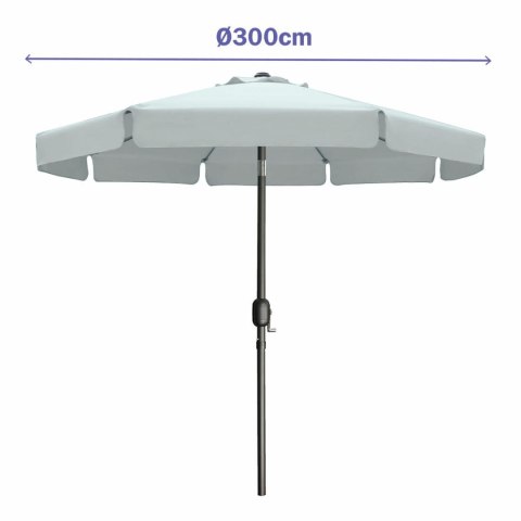 Marbueno Parasol Acero 8 Varillas D300 cm Poliester Blanco Jardin, Piscina 10491