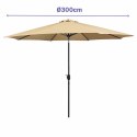 Marbueno Parasol Acero 8 Varillas D300 cm Poliester Marron Jardin, Piscina, Terraza