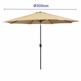 Marbueno Parasol Acero 8 Varillas D300 cm Poliester Marron Jardin, Piscina, Terraza