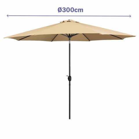 Marbueno Parasol Acero 8 Varillas D300 cm Poliester Marron Jardin, Piscina, Terraza