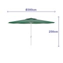 Marbueno Parasol Stalowy 8 Szprych D300 cm Poliester Zielony Ogród, Basen i Taras 10190