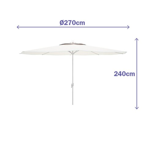 Marbueno Parasol ze Stali z 8 Drutami D270 cm Poliester Biały Ogród, Basen i Taras 10187
