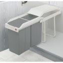 Kosz na śmieci Hailo Multi-Box duo L Biały Szary Krem Stal Plastikowy 2 szuflady 14 L Do wbudowania (2 Sztuk)