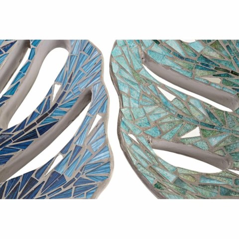 Dekoracja na Stół DKD Home Decor Niebieski Kolor Zielony Żywica Szkło 45 x 36 x 9 cm 43 x 36 x 9 cm (2 Sztuk)