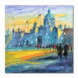 Płótno DKD Home Decor Płótno Drewno MDF 100 x 3 x 100 cm