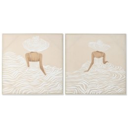 Płótno Home ESPRIT Biały Beżowy Sukienka Skandynawski 82,5 x 3,5 x 82,5 cm (2 Sztuk)