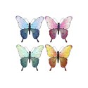 Dekoracja ścienna Home ESPRIT Żółty Niebieski Kolor Zielony Liliowy Motyl Shabby Chic 46 x 1,5 x 46 cm (4 Sztuk)