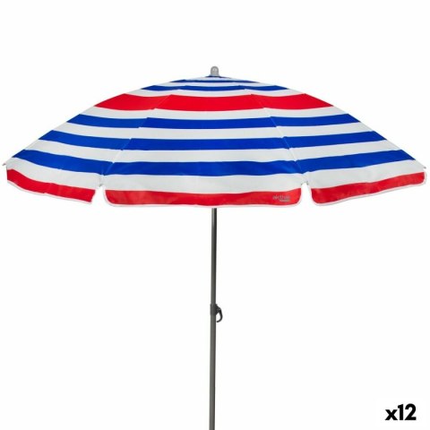 Parasol plażowy Aktive Niebieski Czerwony Wielokolorowy Srebrzysty Ø 160 cm 160 x 167 x 160 cm (12 Sztuk)