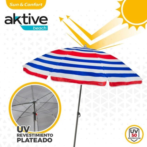 Parasol plażowy Aktive Niebieski Czerwony Wielokolorowy Srebrzysty Ø 160 cm 160 x 167 x 160 cm (12 Sztuk)