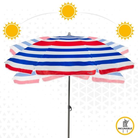 Parasol plażowy Aktive Niebieski Czerwony Wielokolorowy Srebrzysty Ø 160 cm 160 x 167 x 160 cm (12 Sztuk)