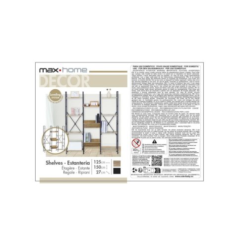 Regał Max Home Stal Melamina Płyta 125 x 150 x 27 cm