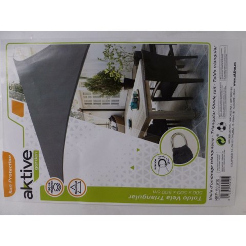 Żagle przeciwsłoneczne Aktive Szary 500 x 0,5 x 500 cm Trójkątny (4 Sztuk)