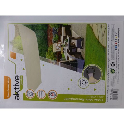 Żagle przeciwsłoneczne Aktive Trójkątny Krem 200 x 0,5 x 300 cm (4 Sztuk)