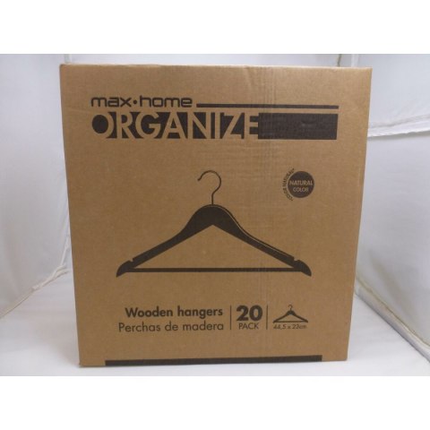 Zestaw Wieszaków Max Home Naturalny Drewno Stal 44,5 x 23 x 1 cm 20 Części (4 Sztuk)
