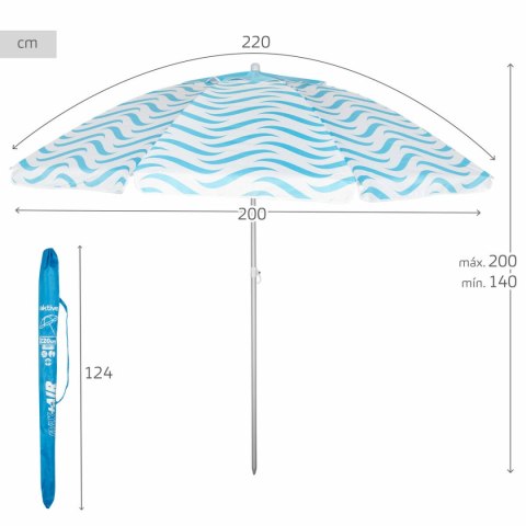 Parasol plażowy Aktive Niebieski Ø 220 cm 220 x 200 x 220 cm (6 Sztuk)