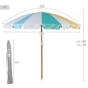 Parasol plażowy Aktive Ø 200 cm 20 x 185 x 20 cm (6 Sztuk)