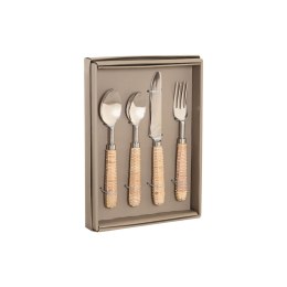 Zastawa stołowa Home ESPRIT Srebrzysty Naturalny Stal nierdzewna Rattan 4,5 X 2 X 21 CM 16 Części