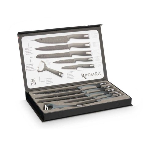 Zestaw noży Kinvara Czarny Stal nierdzewna polipropylen 6 Części (6 Sztuk)