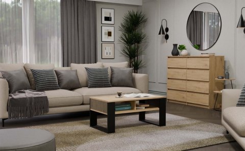 Ława Modern 2P SLIM DĄB ARTISAN CZARNY