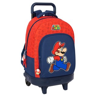 Torba szkolna z kółkami Super Mario Trick Czerwony Ciemnoniebieski 33 x 45 x 22 cm