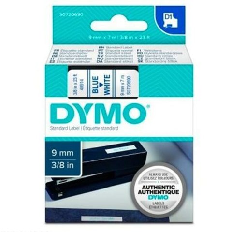 Laminowana Taśma do Drukarki Etykiet Dymo D1 40914 9 mm LabelManager™ Biały Niebieski (5 Sztuk)