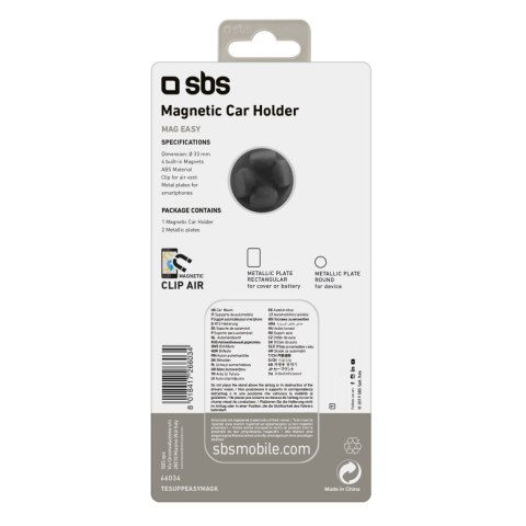 Uchwyt samochodowy magnetyczny do smartfona śr. 33 mm na kratkę nawiewu - czarny