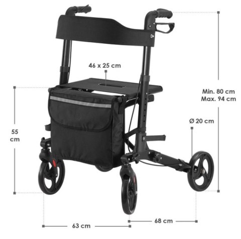 Chodzik rehabilitacyjny Vital z torbą i siedziskiem