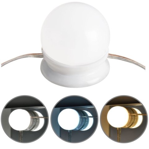 LED oświetlenie do lustra USB, 10 kulek, regulacja światła