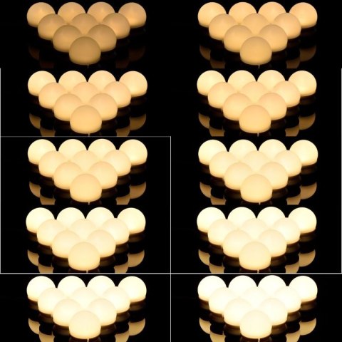 LED oświetlenie do lustra USB, 10 kulek, regulacja światła