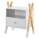 Nowoczesna szafka nocna dziecięca biała z drewnem 50x40x30cm