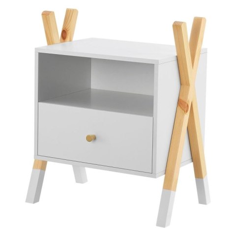 Nowoczesna szafka nocna dziecięca biała z drewnem 50x40x30cm