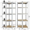 Regał narożny metalowy z półkami MDF 180x70x40 cm, 875 kg