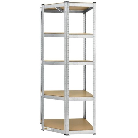 Regał narożny metalowy z półkami MDF 180x70x40 cm, 875 kg