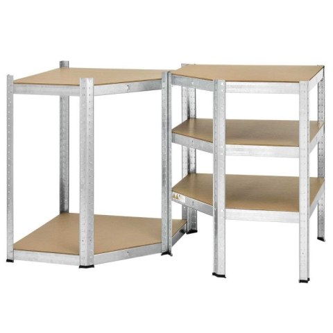 Regał narożny metalowy z półkami MDF 180x70x40 cm, 875 kg
