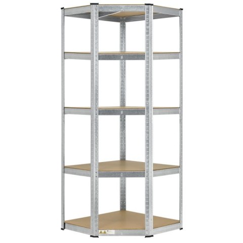 Regał narożny metalowy z półkami MDF 180x70x40 cm, 875 kg