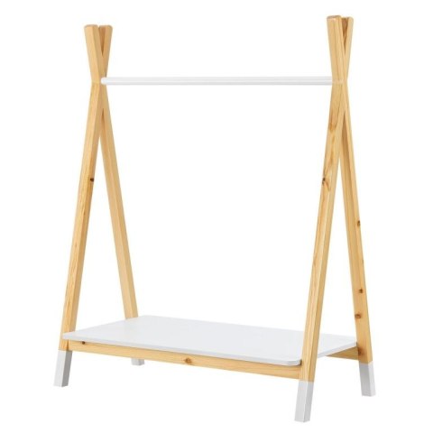 Stojak Heidy na ubrania dziecięce, drewno, półka, biały/nat.
