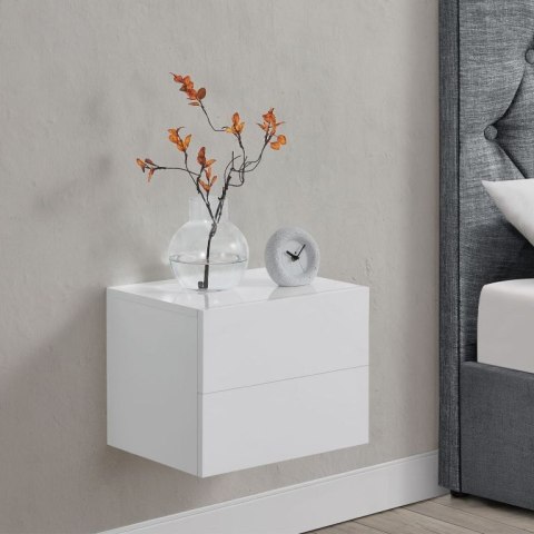 Szafka nocna wisząca biała 40x29x30 cm, 2 szuflady