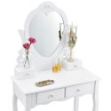Toaletka kosmetyczna Julia z lustrem i taboretem, biała MDF