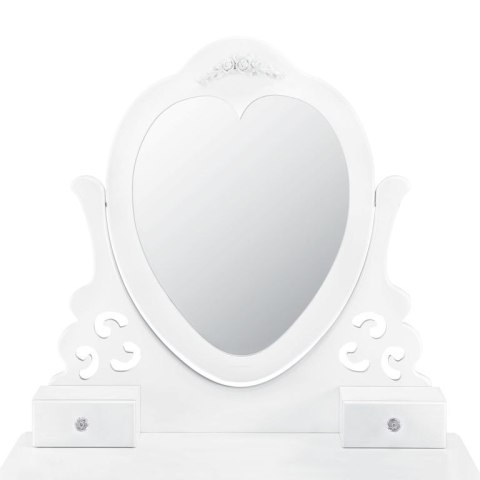 Toaletka kosmetyczna Julia z lustrem i taboretem, biała MDF