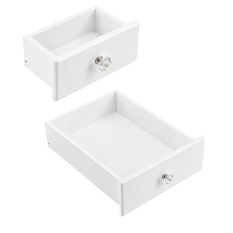 Toaletka kosmetyczna Julia z lustrem i taboretem, biała MDF