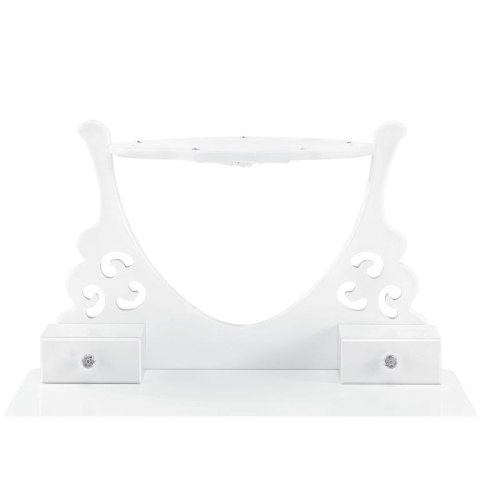 Toaletka kosmetyczna Julia z lustrem i taboretem, biała MDF