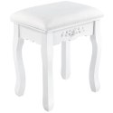 Toaletka kosmetyczna Julia z lustrem i taboretem, biała MDF