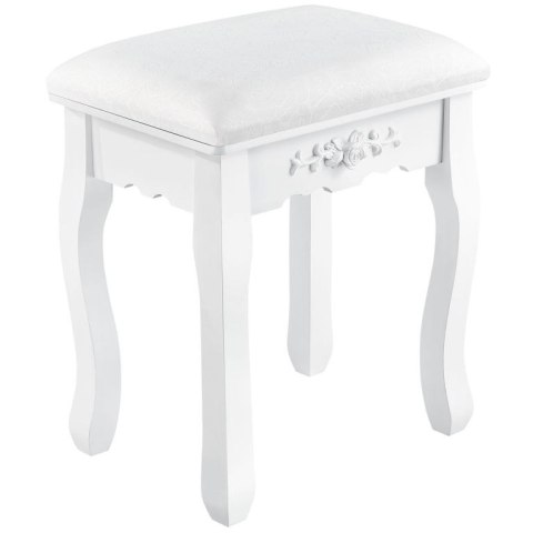 Toaletka kosmetyczna Julia z lustrem i taboretem, biała MDF