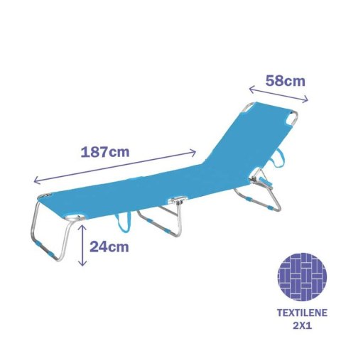 Marbueno Leżak Składany Aluminium Niebieski Plaża i Basen 187X58X24 cm 10460