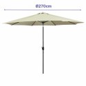 Marbueno Parasol Acero 8 Varillas D270 cm Poliester Beż Ogród, Basen, Taras 10483